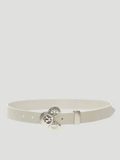 Adaria White Leather Wide Belt