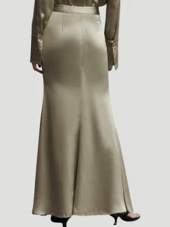 At Last Maxi Silk Skirt in Sage