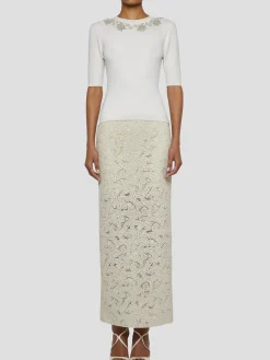 Back Slit Maxi Pencil Skirt in Ivory