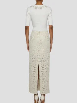 Back Slit Maxi Pencil Skirt in Ivory