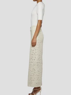 Back Slit Maxi Pencil Skirt in Ivory