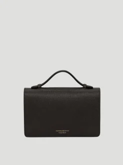 B Buckle Mini Black Textured-Leather Shoulder Bag