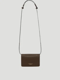 B Buckle Mini Khaki Textured-Leather Shoulder Bag