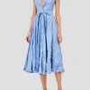 Beau Sleeveless Belted Midi Dress in Blue