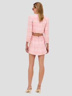 Benning Crop Tweed Jacket in Pink