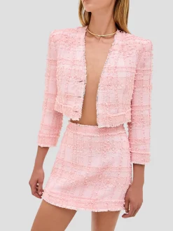 Benning Crop Tweed Jacket in Pink