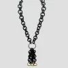 Black Wood Necklace with Three Vermeil Gold Rings