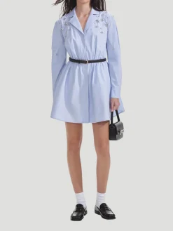 Blue Cotton Embellished Dress