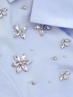 Blue Cotton Embellished Dress