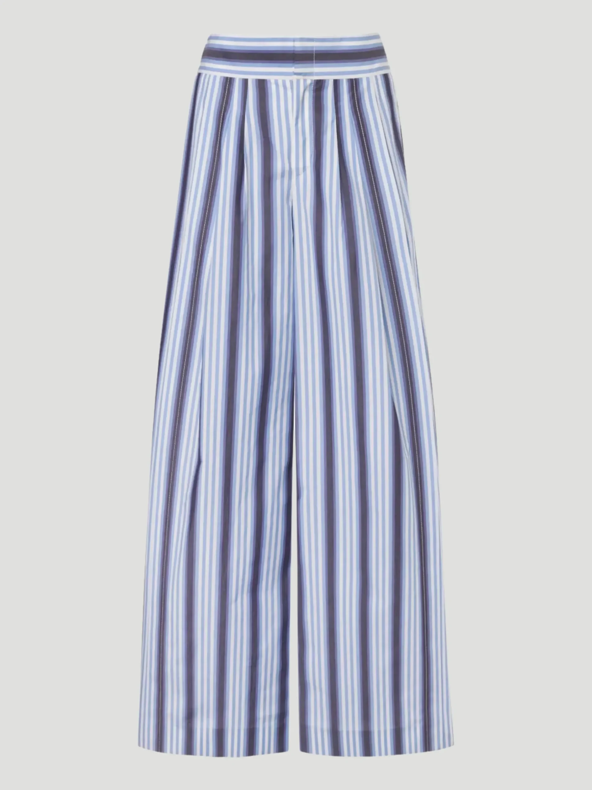 Blue Stripe Poplin Wide Leg Pant