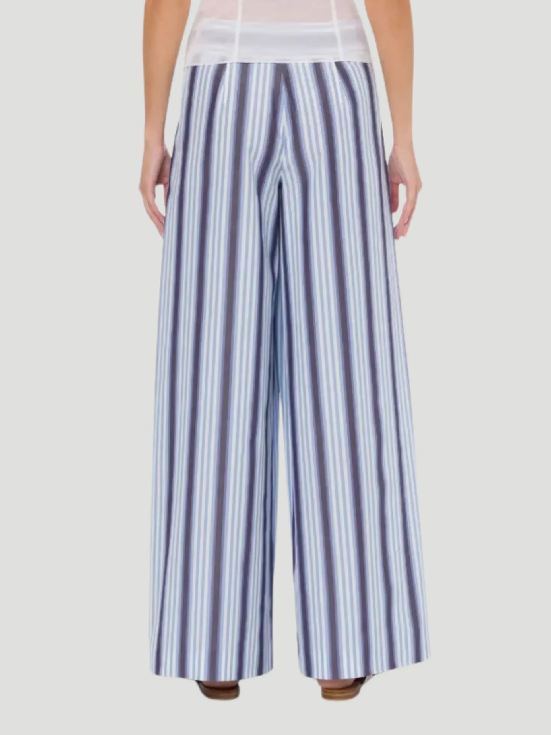 Blue Stripe Poplin Wide Leg Pant