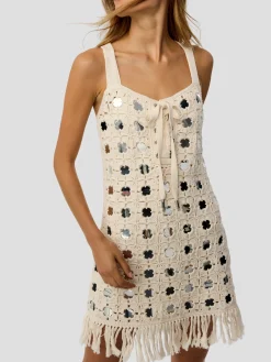 Brinkley Mirror Laced Up Fringe Dress