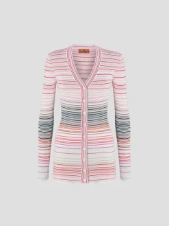 Buttoned Cardigan in Pink Light Tones