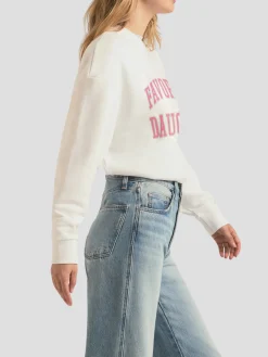 Collegiate Favorite Daughter Sweatshirt in White and Pink