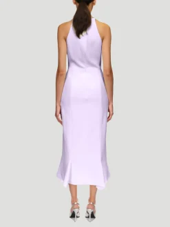 Crystal Rose Flower Embroidered Chest Midi Flounce Dress