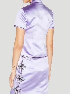 Danny Crystal-Embellished Satin Top