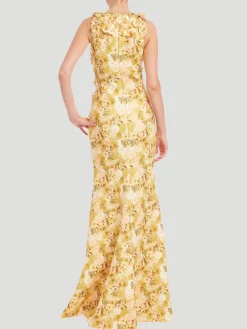3D Applique Sleeveless Column Gown