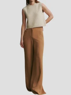 Demie Linen Wide-Leg Pant in Tan