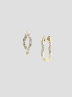 Double Diamond Pavé Wave Hoop