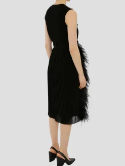 Elizabeth Feather Midi Dress in Black