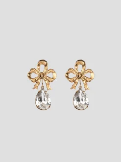 Eloise Crystal Gold Plated Bow Stud Earrings