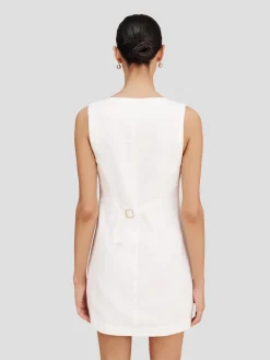 Emma Button Down Mini Dress in White