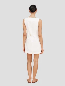 Emma Button Down Mini Dress in White