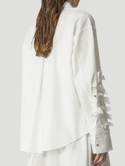 En Fleur Cotton Embroidered Shirt in White