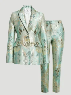 Etro Aqua Metallic Jacquard Suit