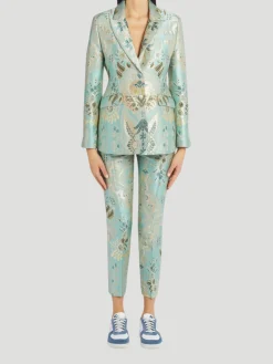 Etro Aqua Metallic Jacquard Suit