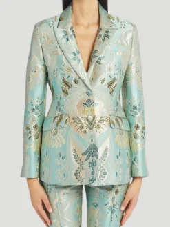 Etro Aqua Metallic Jacquard Suit