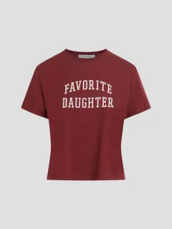 Favorite Daughter Crop Collegiate Tee in Burgundy