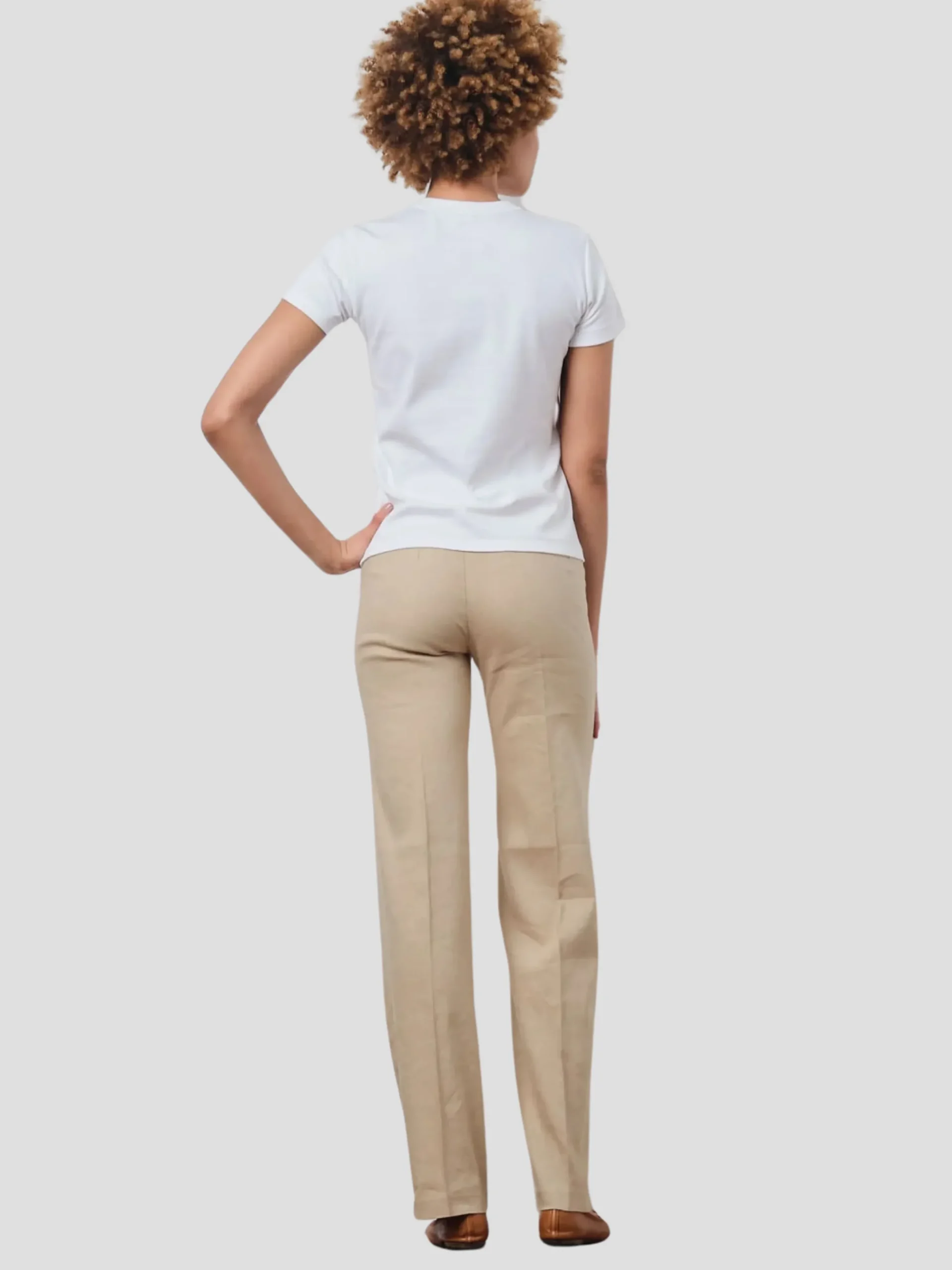 Flavia Relaxed Pant in Tan Linen