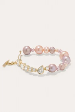 Float Pink Pearl and Zirconia Gold Vermeil Bracelet