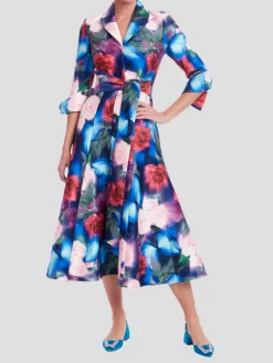 Floral Shirt Dress in Navy