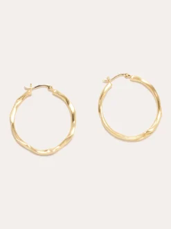 Furrowed Gold Vermeil Twisted Hoop Earrings