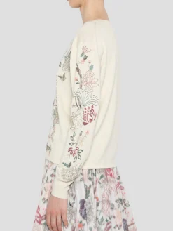 Garden Embroidered Pullover in Ecru