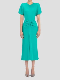 Gathered Waist Midi Dress in Peacock