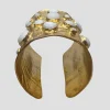Gold Cuff with White Onyx Stones