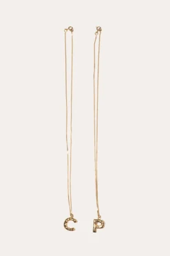 Gold Plated C Pendant with Chain