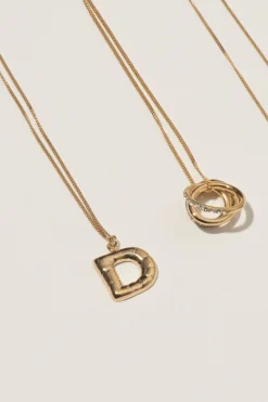 Gold Plated D Pendant with Chain