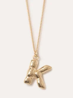 Gold Plated K Pendant with Chain