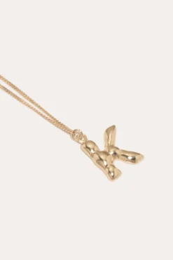 Gold Plated K Pendant with Chain