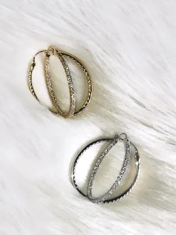 Gold Rhinestone Hoops