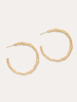 Gold Vermeil Hammered Hoop Earrings