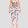 Gray & Blue Silk Geometric Marble Sagittarius One Scarf Dress Made from a Vintage Scarf