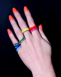 Green Unicorn Rainbow Enamel Stacking Ring