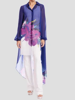 Hi Lo Flower Shirt in Orchid