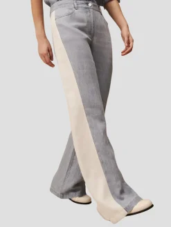 Joanna Two-Toned Cotton-Blend Pant