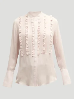 Kimmie Silk Ruffled Shirt in Blush